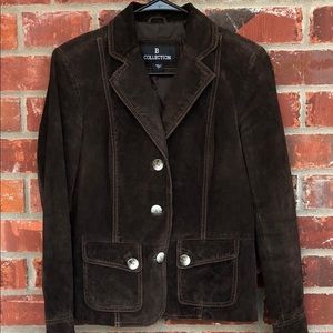 B Collection Dark Brown Leather Jacket Sz Sm